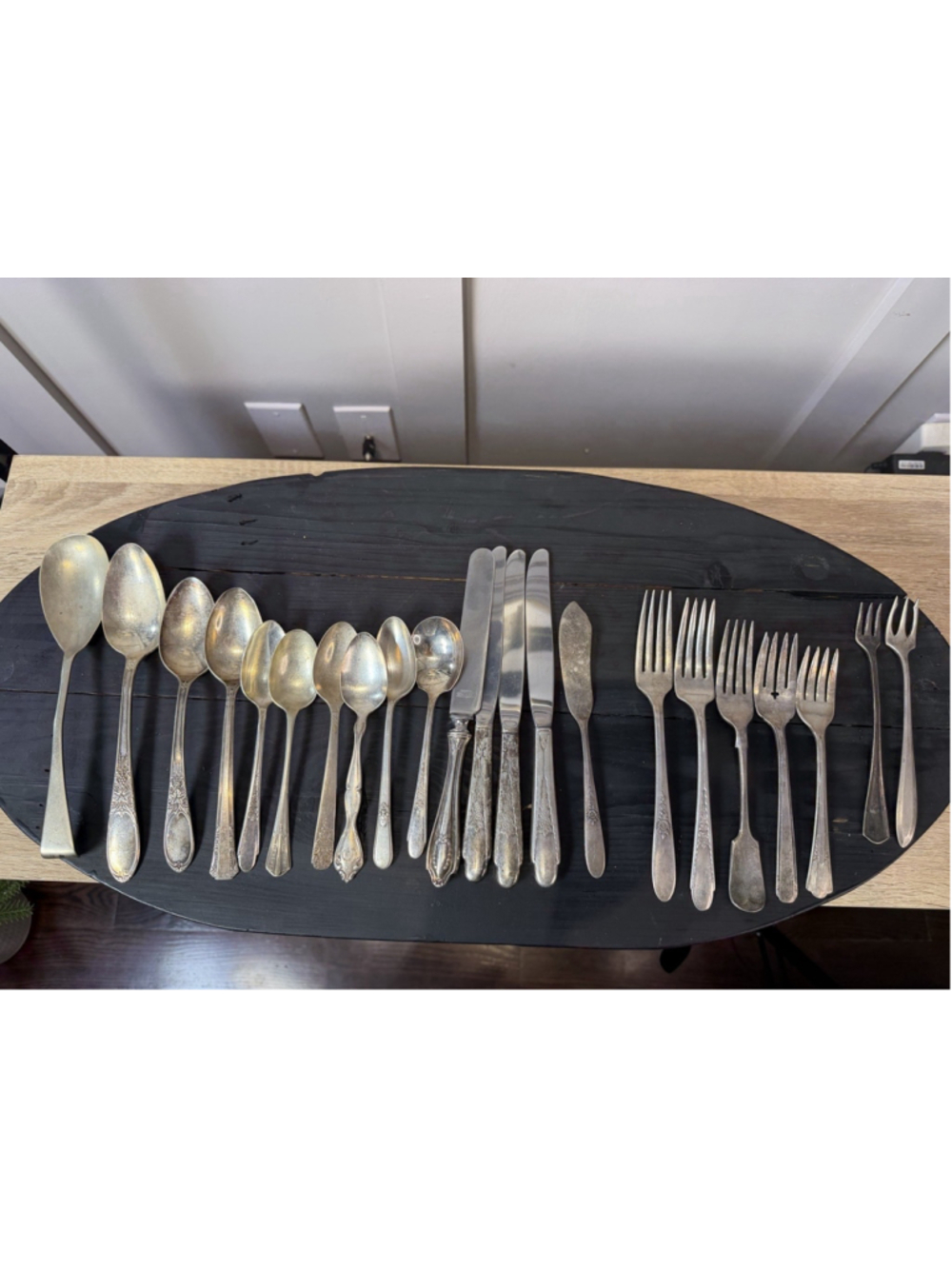 Antique 22 Piece Silver-Plated Flatware Mixed Lot Forks Spoons Knives Collection